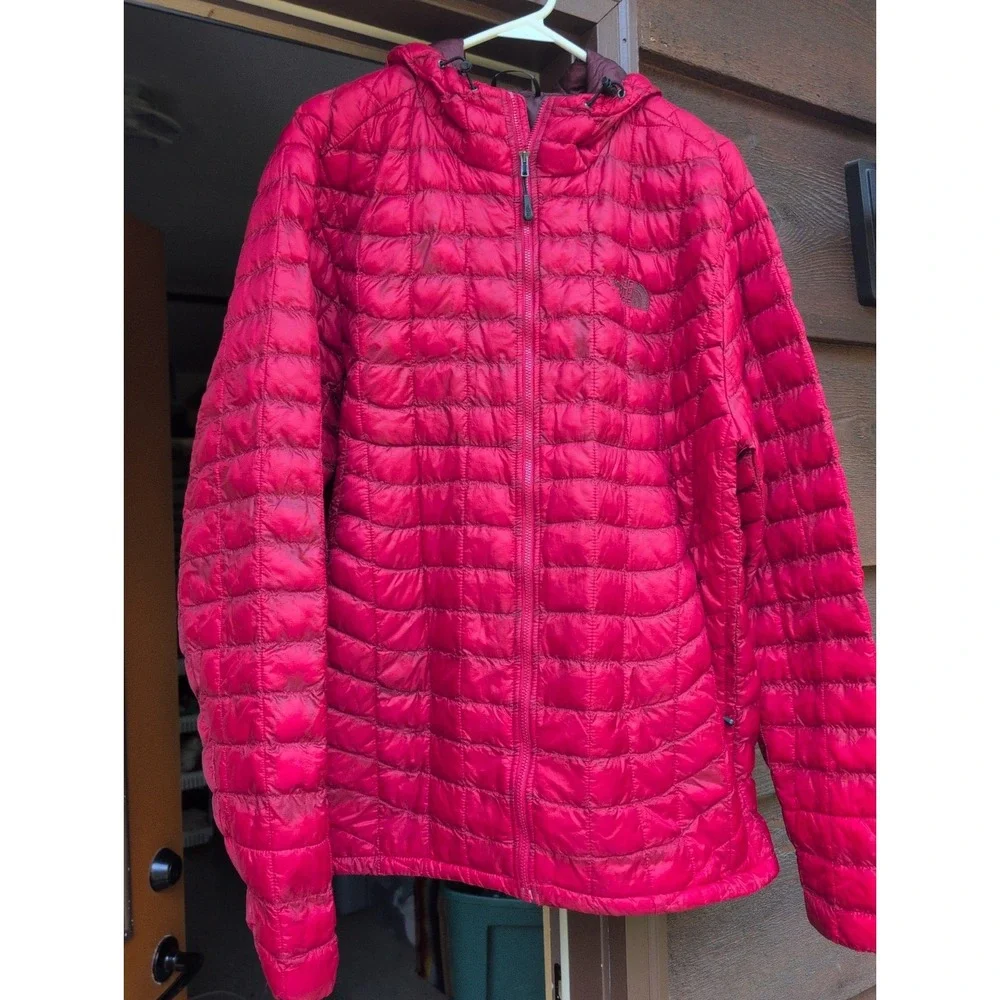 North Face Hooded Thermoball Full Zip Ultralight Puffer Jacket Red Mens Size‎ XL